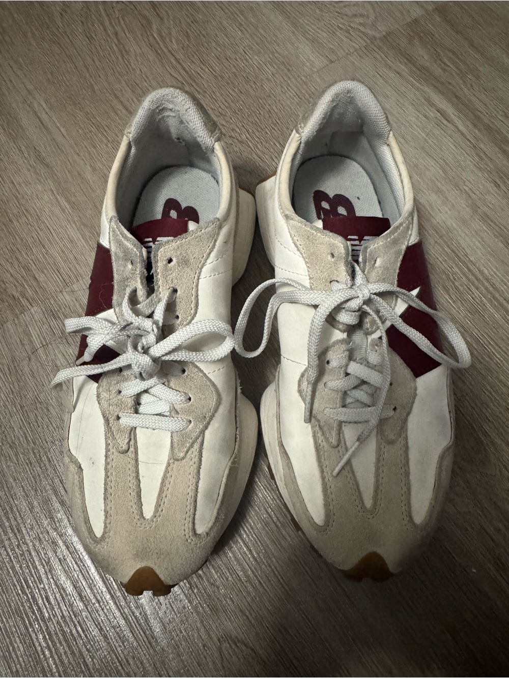 New Balance 327 White and Burgundy Women’s Sneaker